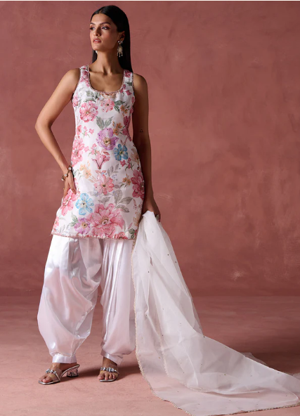 Light Pink Georgette Embroidered Punjabi Suit